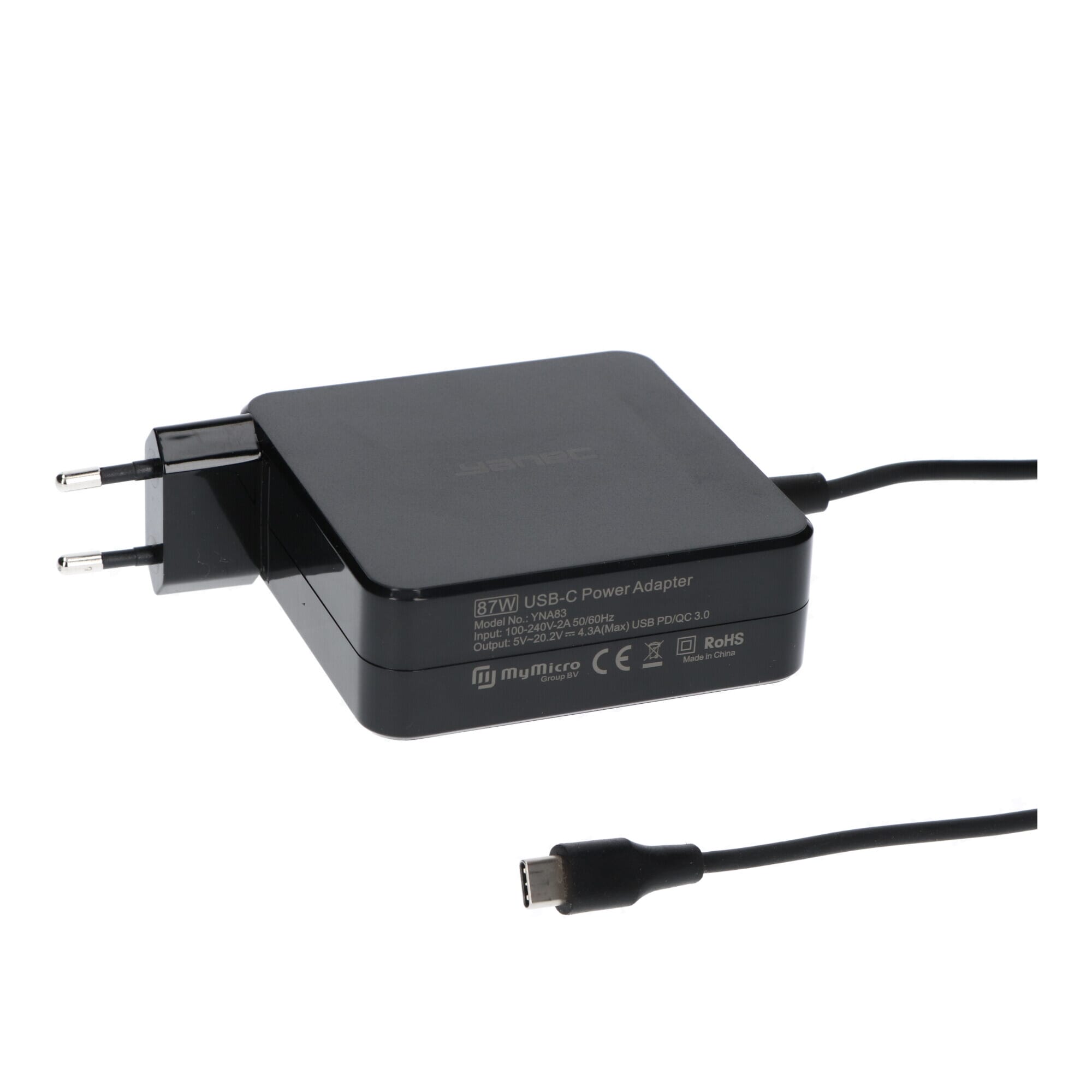 Yanec USB-C Wandlader 87W Zwart Yanec USB-C Wandlader 87W Zwart